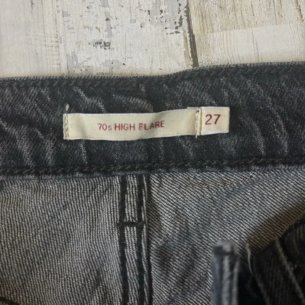 Levi’s Black 70s High Flare BIG E Zip Fly Premium Cotton Women’s Size 27 X 30 - Picture 4 of 11